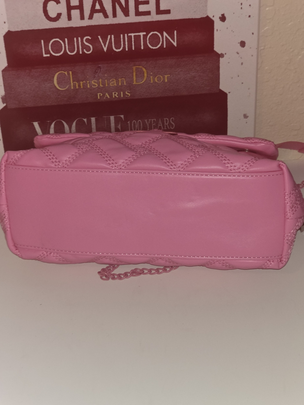 Dolls Kill Pink Quilted Chain-Detail Crossbody Bag - Picture 6 of 15